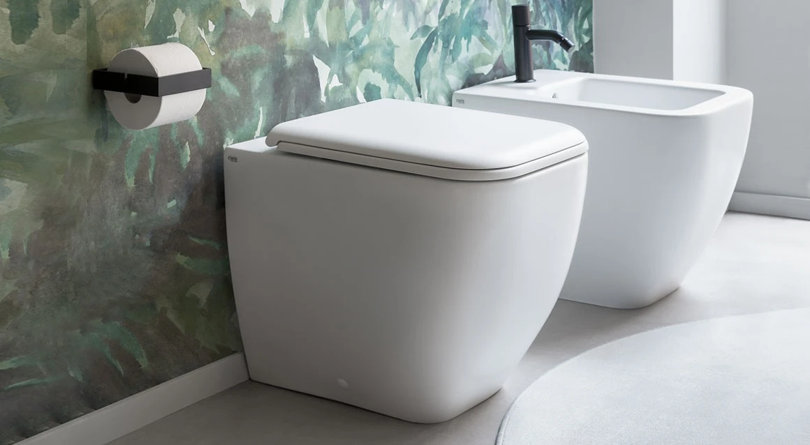 Приставной унитаз с регулируемым подводом/отводом воды — безободковый. Ceramica Cielo