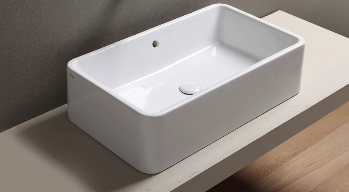 Прямоугольная накладная раковина 75 с переливом Ceramica Cielo