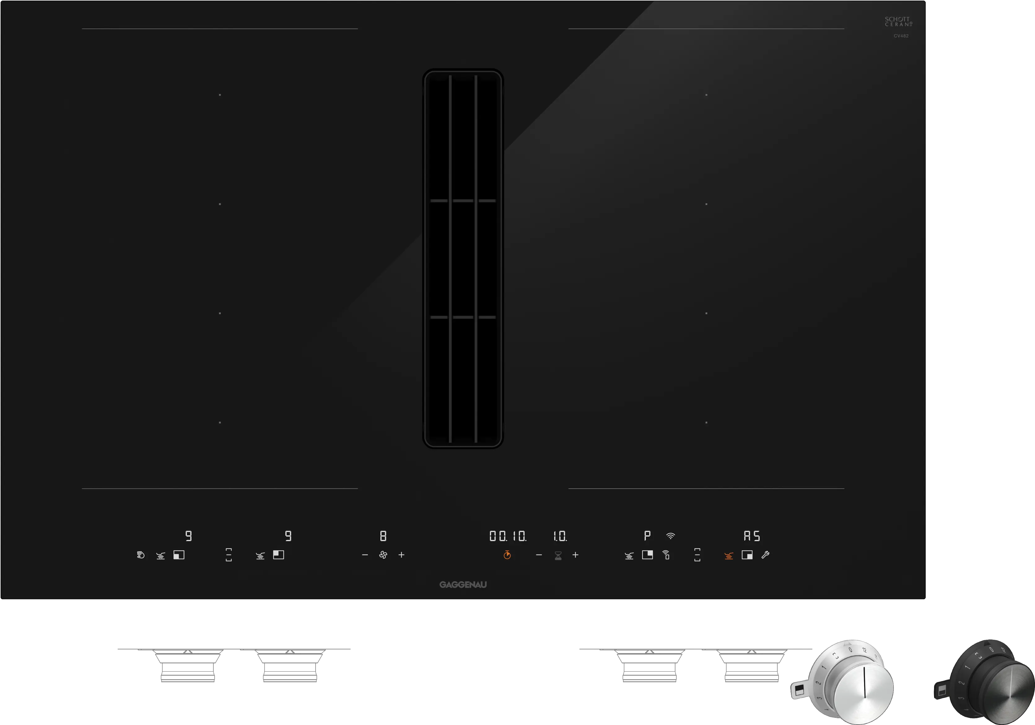 Индукционная варочная панель Flex со встроенной вытяжкой Gaggenau CV482105