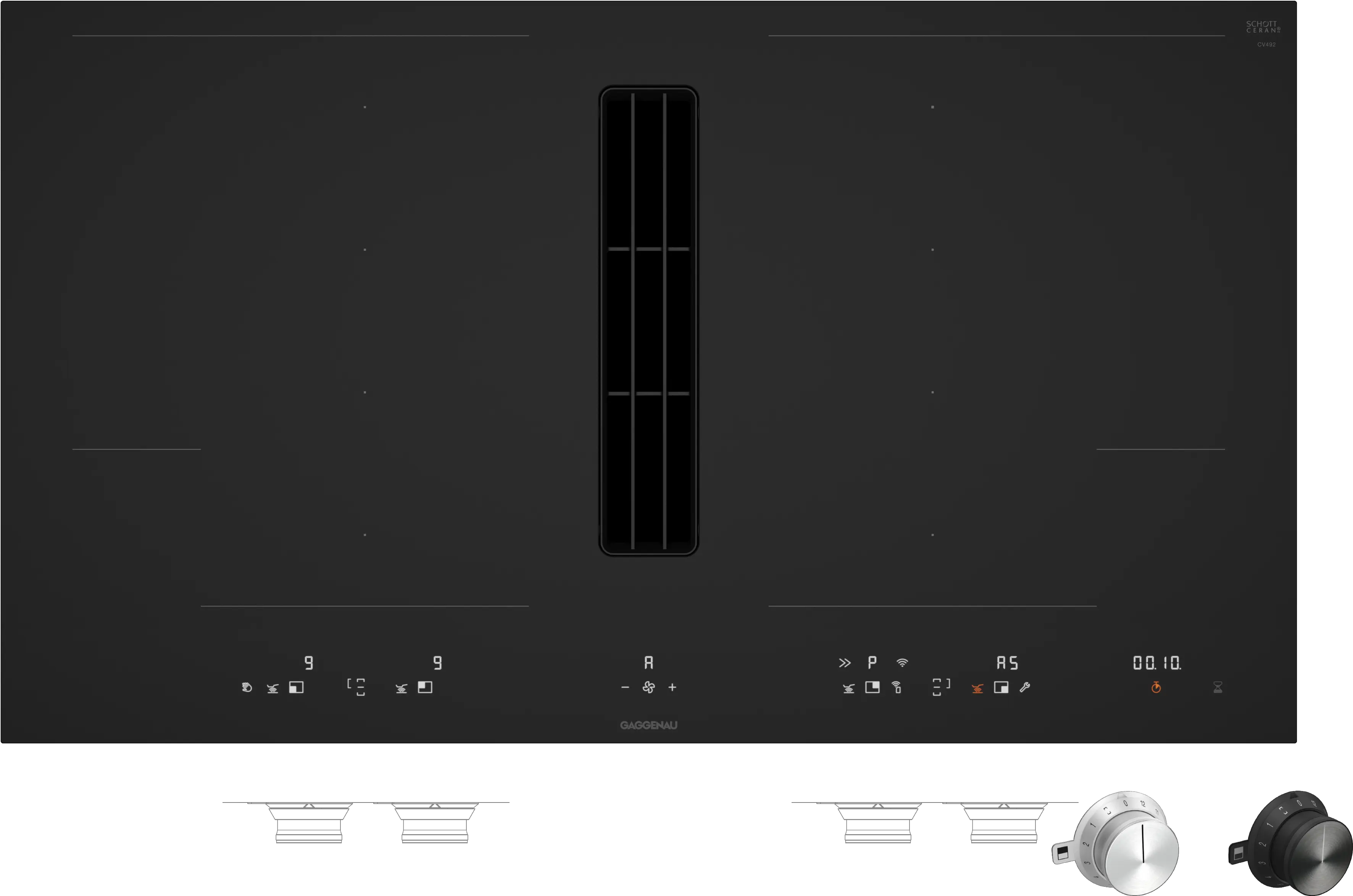 Индукционная варочная панель Flex со встроенной вытяжкой Gaggenau CV492105M